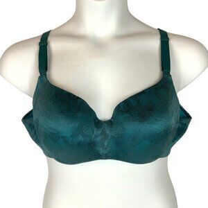 Cacique Womens 40C Lightly Lined Balconette Bra Teal Green Underwire